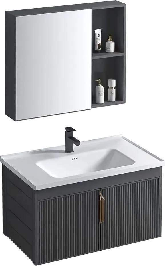 Set mobilier de baie cu lavoar Astor 60cm Grey