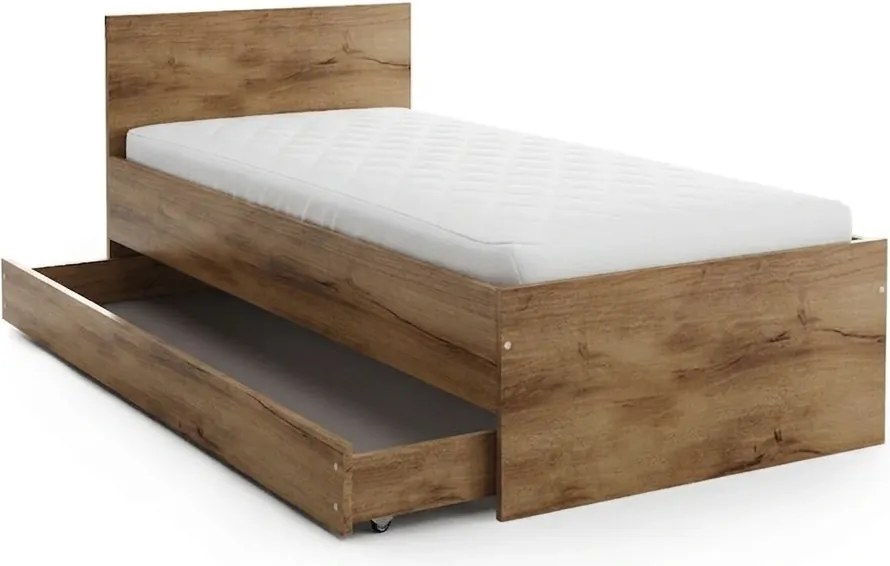 Pat ELISA 90 x 200 cm, stejar artisan Saltele: Saltea Sommera 18 cm, Somiera pat: Cu lamele drepte