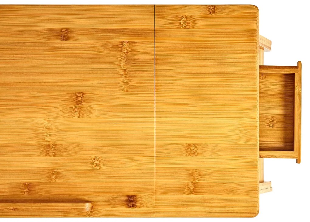 Masă servire pat, pliabilă, masă pentru laptop, reglabilă pe înălțime, 54 × 21 - 29 × 35 cm (lx H x A), bambus