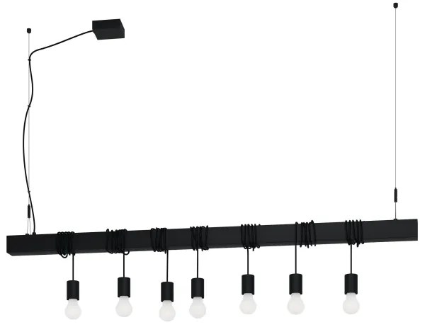 Lustră pe cablu Eglo 39938 TOWNSHEND-B 7xE27/40W/230V negru