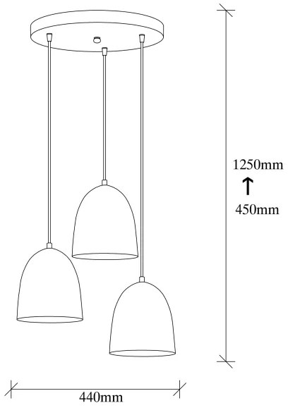 Lustră TATTOO cu cablu, 3xE27/40W/230V, neagră