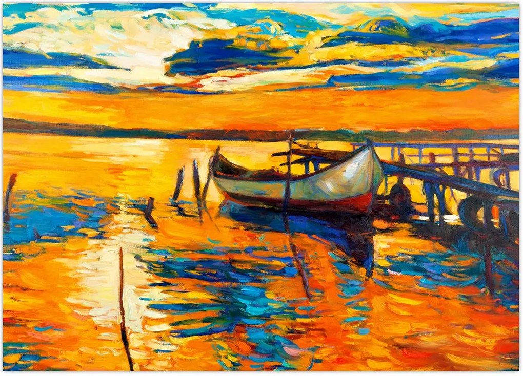 Tablou - Barca la apus de soare (70x50 cm)