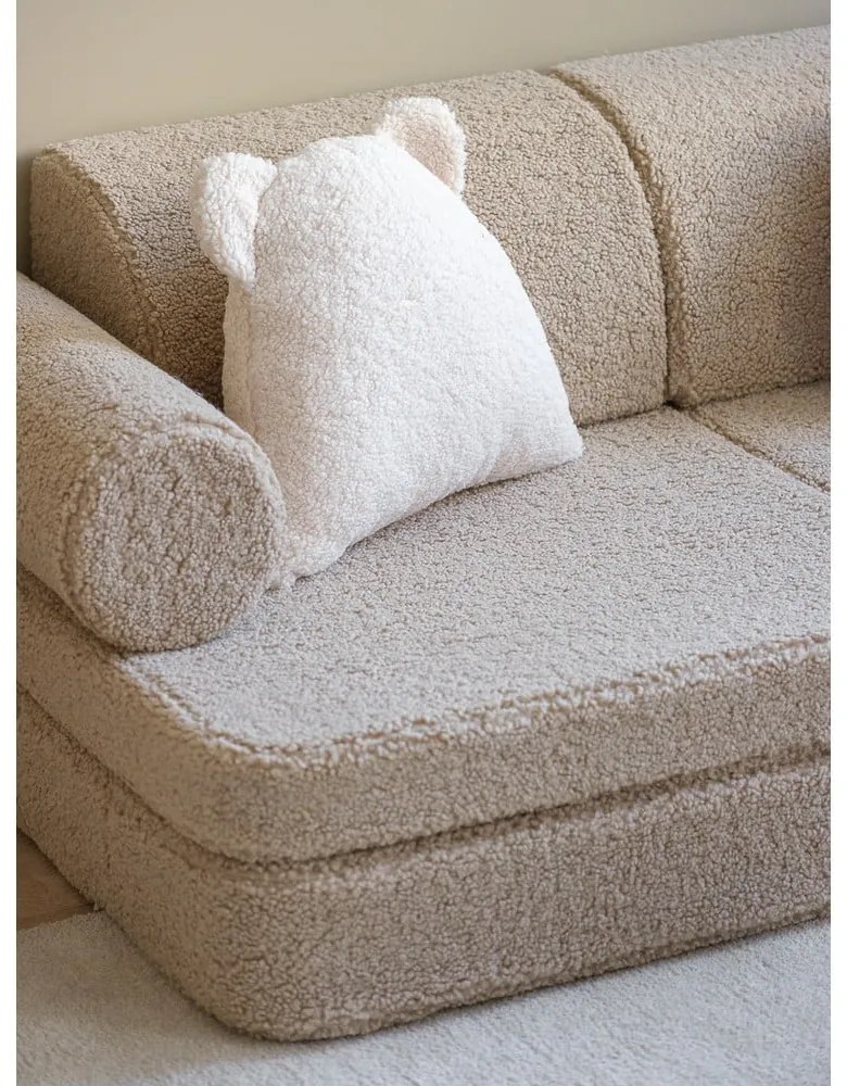 Canapea pentru copii maro deschis cu tapițerie din țesătură bouclé 132 cm Settee – Wigiwama