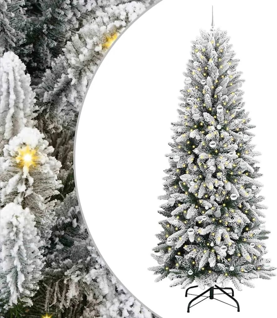 vidaXL Brad de Crăciun artificial cu 300 LED cu suport Alb 240 cm