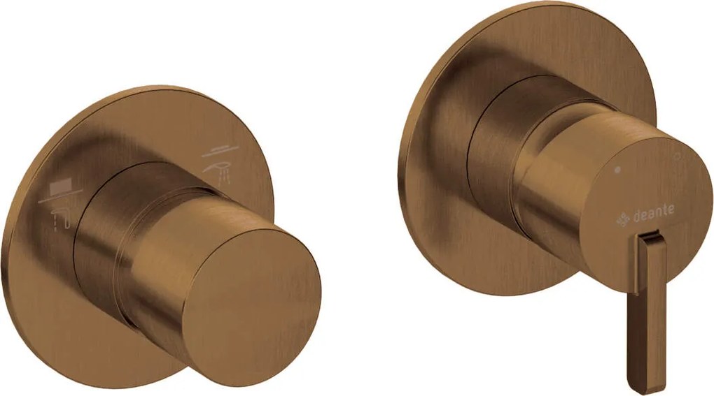 Baterie pentru dus, bronz, orizontal, cu comutator, pentru corp ingropat, Deante Silia Bronz