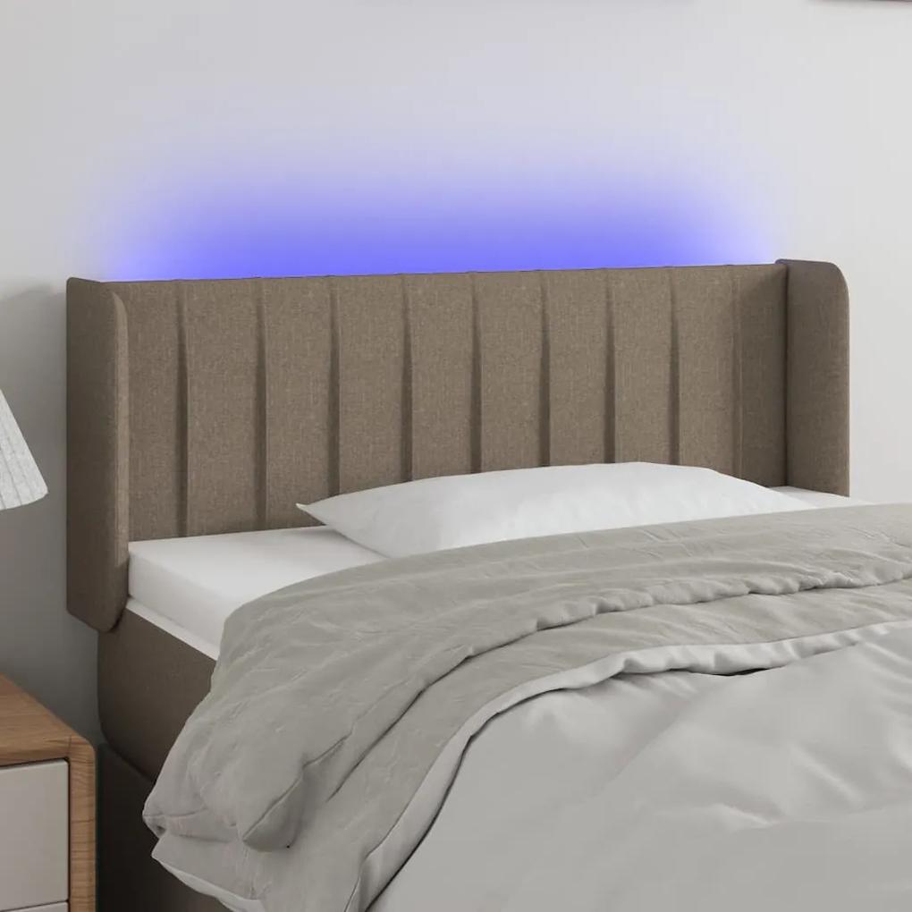 3123460 vidaXL Tăblie de pat cu LED, gri taupe, 93x16x78/88 cm, textil