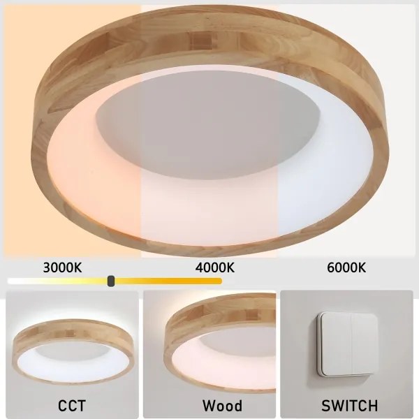 Brilagi-LED Plafonieră FALCON WOOD LED/30W/230V 3000/4000/6000K 45 cm lemn