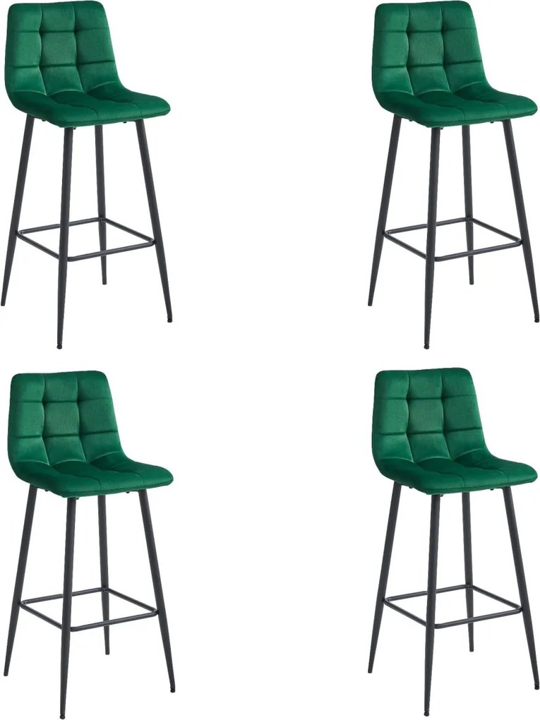 Scaun de bar ARCETO VELVET cu picioare negre, verde inchis