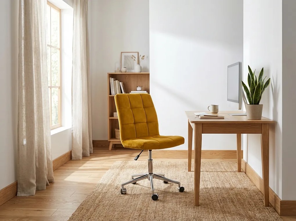 Scaun de birou galben Q-020 VELVET