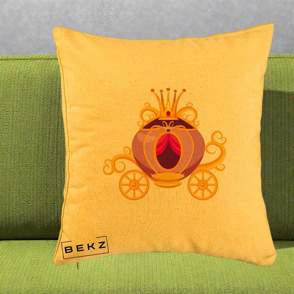 Perna Decorativa Trasura Regala Aurie, 40x40 cm, Galben, Husa Detasabila, Perna Inclusa, BEKZ®