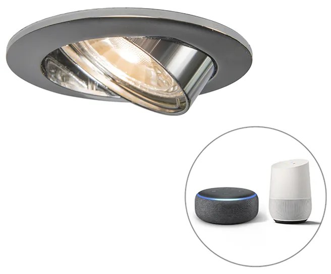Spotlight inteligent încastrat din oțel reglabil cu Wi-Fi GU10 - Edu