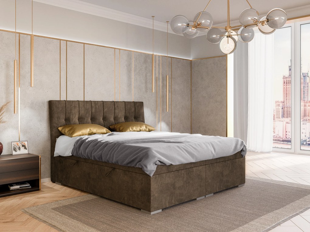 Pat de o persoană boxspring 120 cm Driny (caramel) (cu saltea și sp. depozitare). 1043357