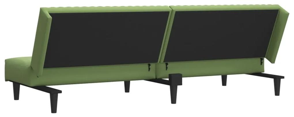 Canapea extensibila cu taburet 2 locuri verde deschis catifea Lysegronn, Cu scaunel pentru picioare