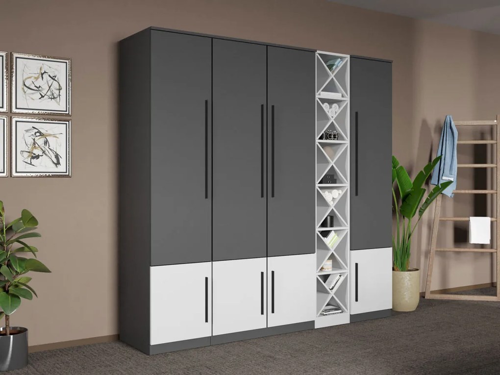 Set mobila dormitor 4 piese Gri/Alb Shape C08