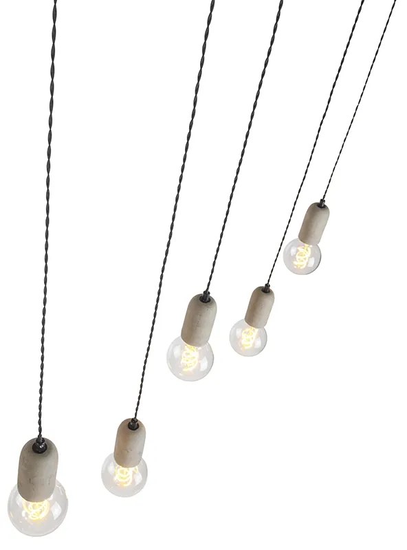 Lampă suspendată industrială neagră cu beton cu 5 lumini - Cavoba