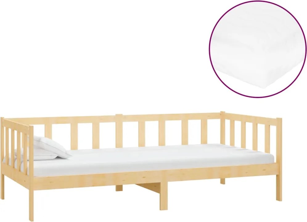 vidaXL Pat de zi cu saltea, 90x200 cm, lemn masiv de pin