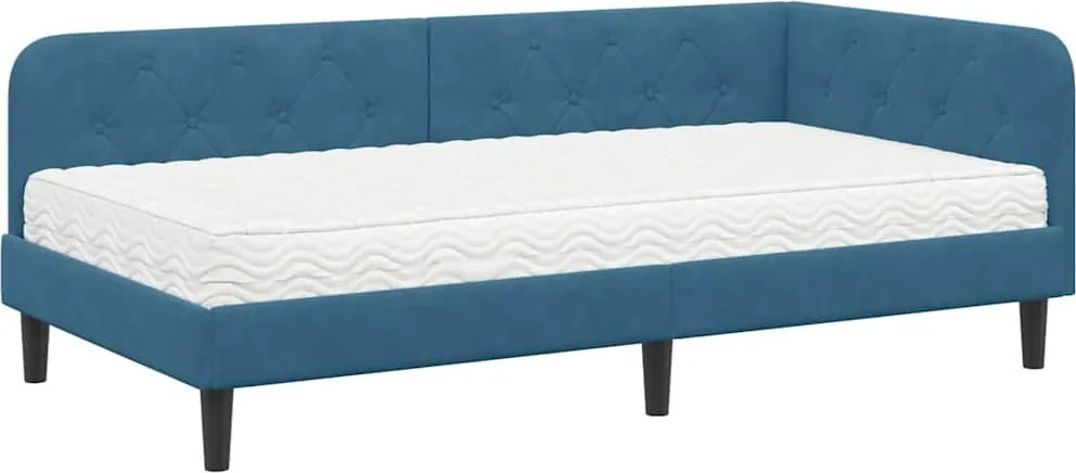 vidaXL Cadru de pat colțar albastru 90 x 190 cm Catifea