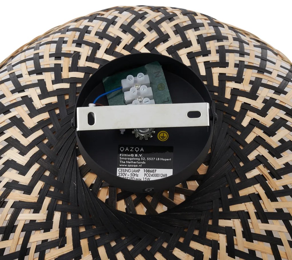 Plafonieră Art Deco din Bambus Negru 40cm - Alka