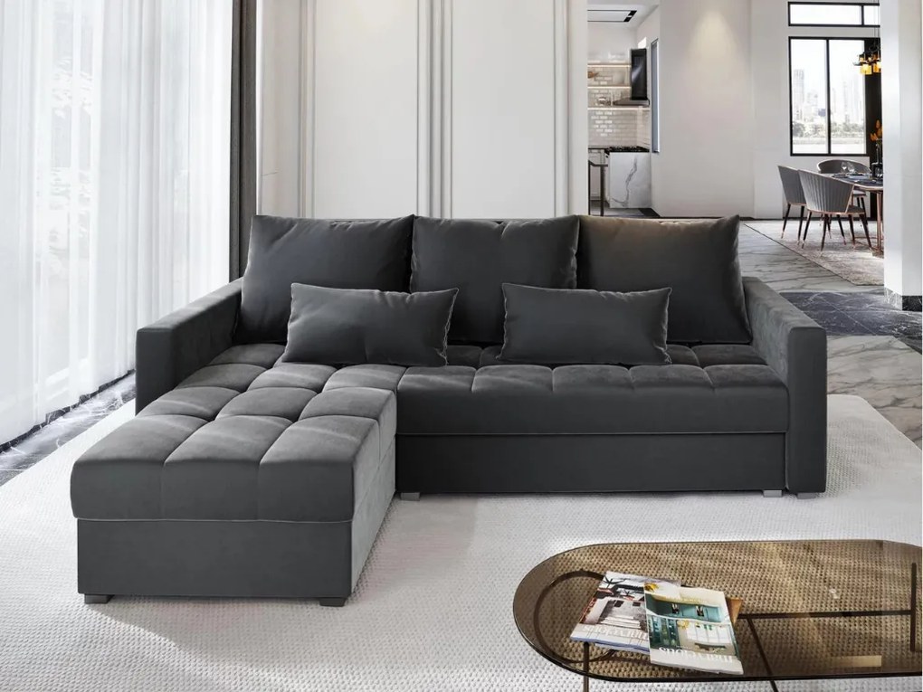 Canapea coltar extensibil ZENOVA 220 x 140 cm, reversibila - gri inchis
