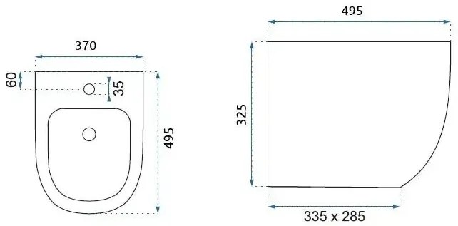 Bideu suspendabil Rea Carlo Mini White Gold Edge Alb cu dunga Aurie