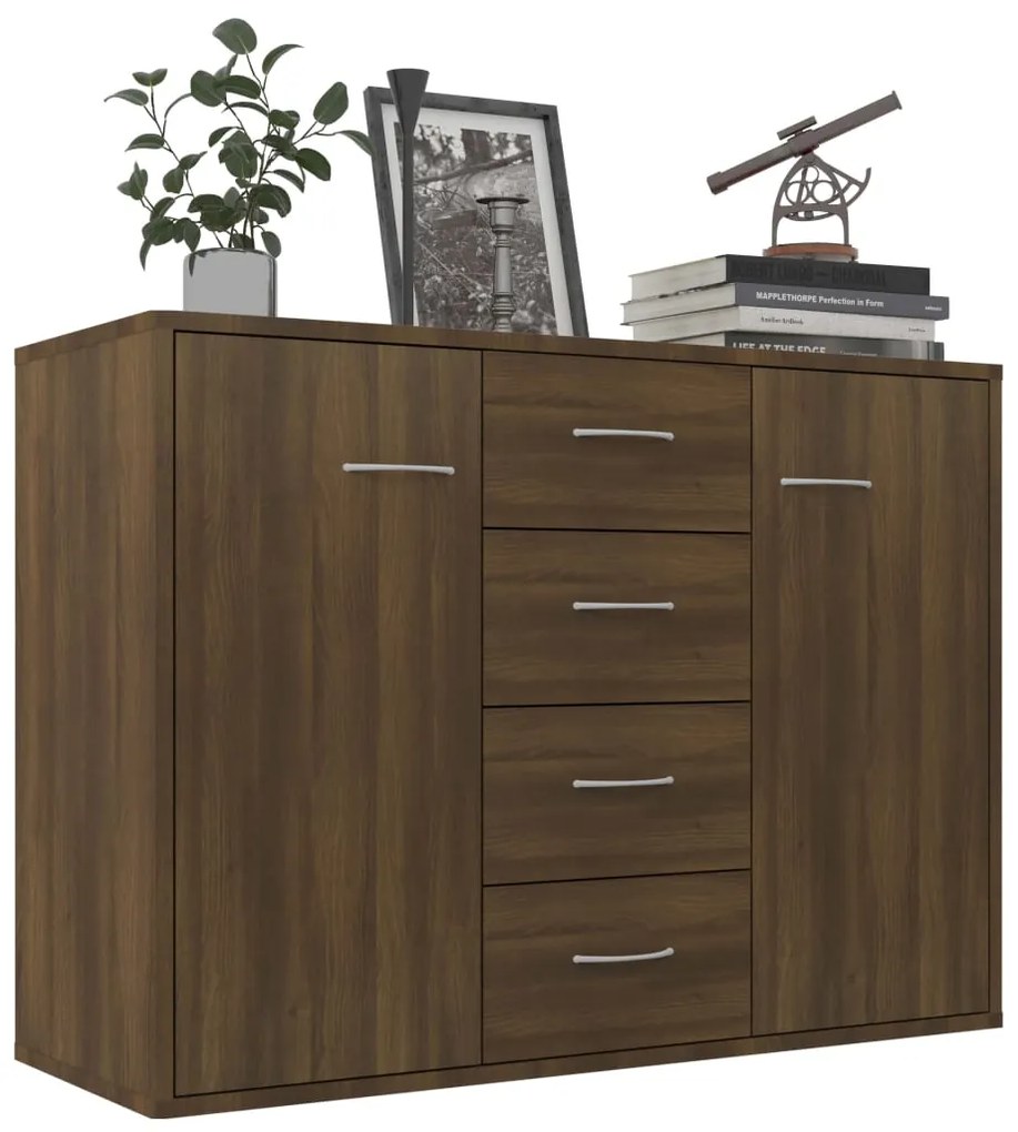 Servanta, stejar maro, 88x30x65 cm, lemn compozit