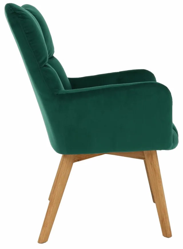 Fotoliu de design, catifea Velvet smarald/stejar, FONDAR