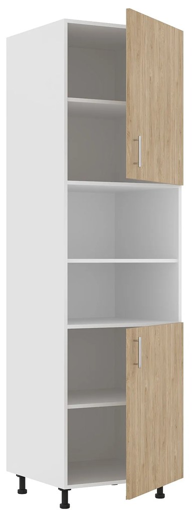 Corp Turn Karo, 2 Usi, cu spatiu cuptor, Lemn Natural/Alb, 60 x 57 x 210 cm