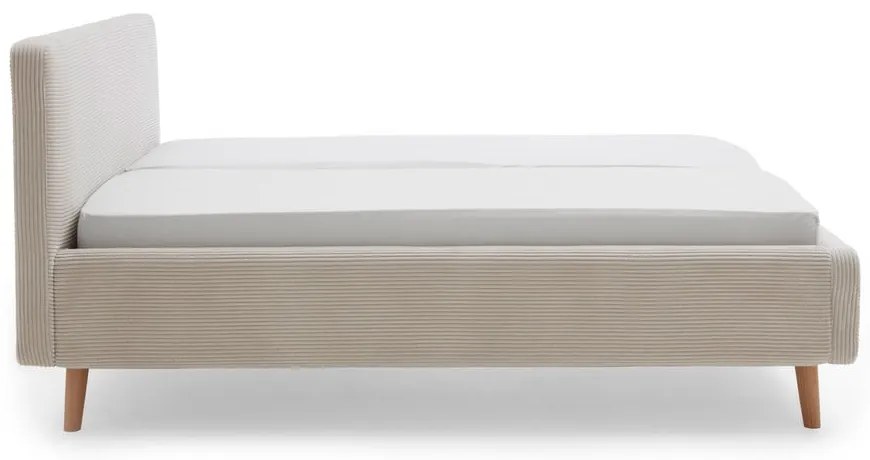 Pat matrimonial bej tapițat fără somieră 140x200 cm Mattis Cord – Meise Möbel