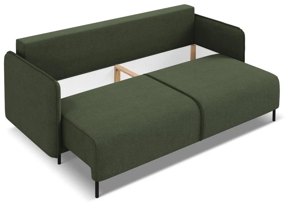 Canapea verde extensibilă/cu spațiu de depozitare 226 cm Luana – Makamii