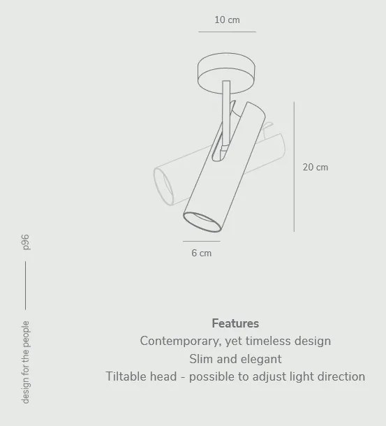 Spot aplicat directionabil design minimalist MIB 6 negru 2020666003 DFTP
