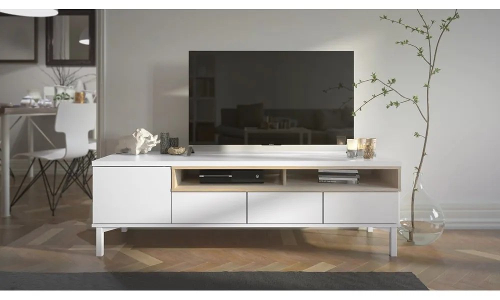 Comodă TV albă 156x48x48 cm Roomers – Tvilum