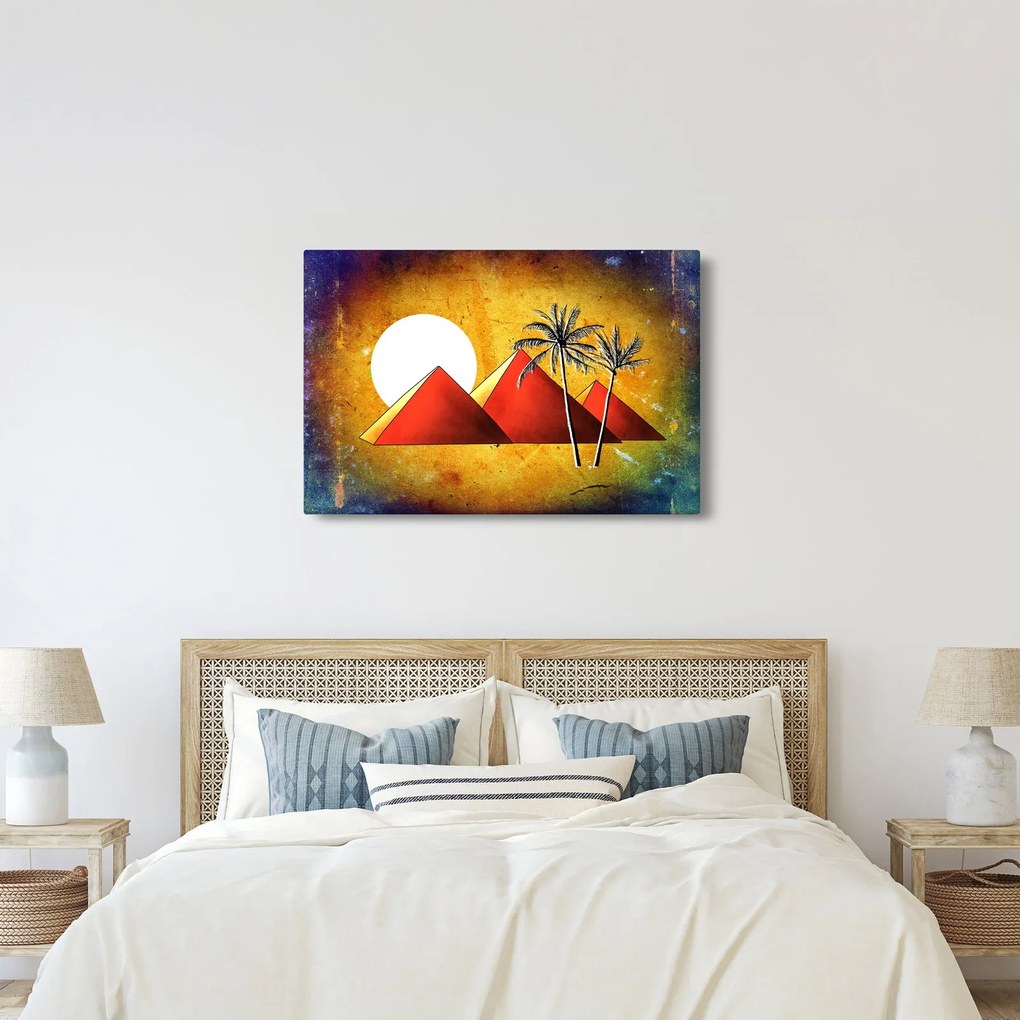 Tablou cu piramidele egiptene pictate (90x60 cm)