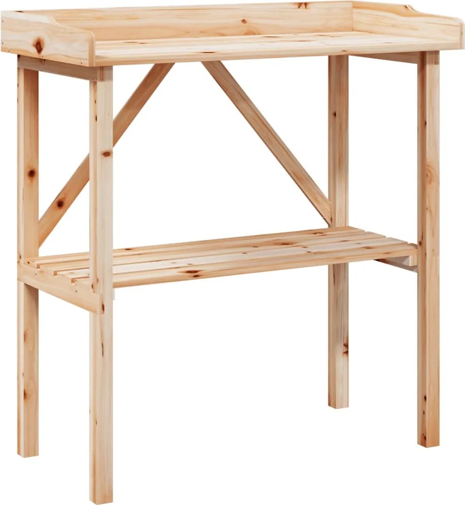 vidaXL Masă de plante cu raft, 78x38x82,5 cm, lemn masiv de brad