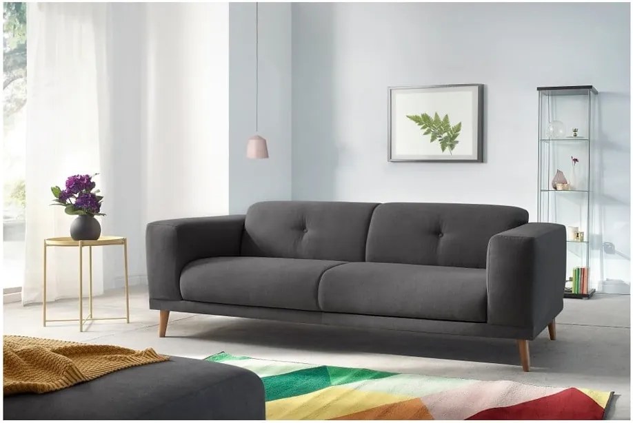 Canapea cu taburet Bobochic Paris Luna, gri închis