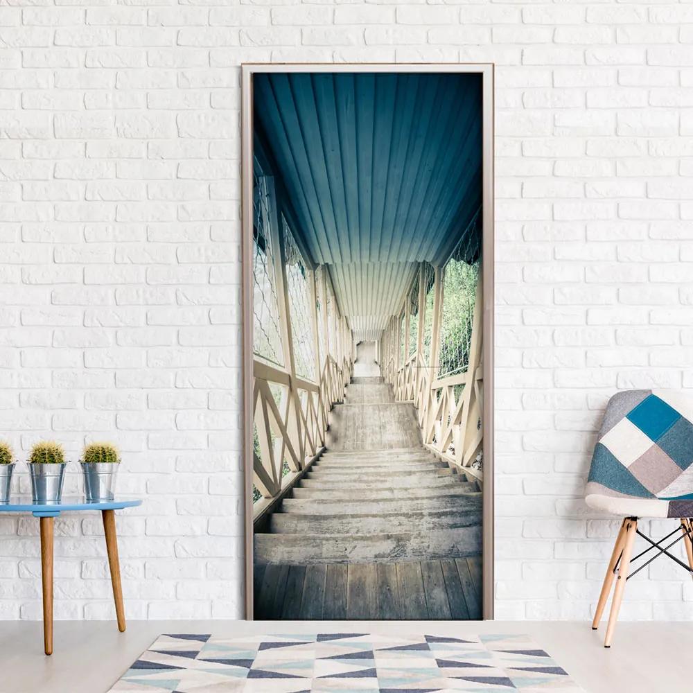 Fototapet pentru u?ă Bimago - Wooden Vintage Stairway + adeziv gratuit 100x210 cm
