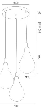 Lustra cu 3 Pendule sticla design decorativ OAKLAND alb/auriu