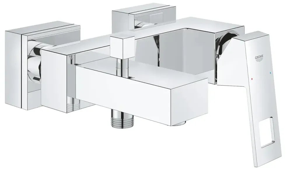 Set baterie cada si baterie lavoar Grohe Eurocube cu accesorii baie Grohe Essentials, crom lucios