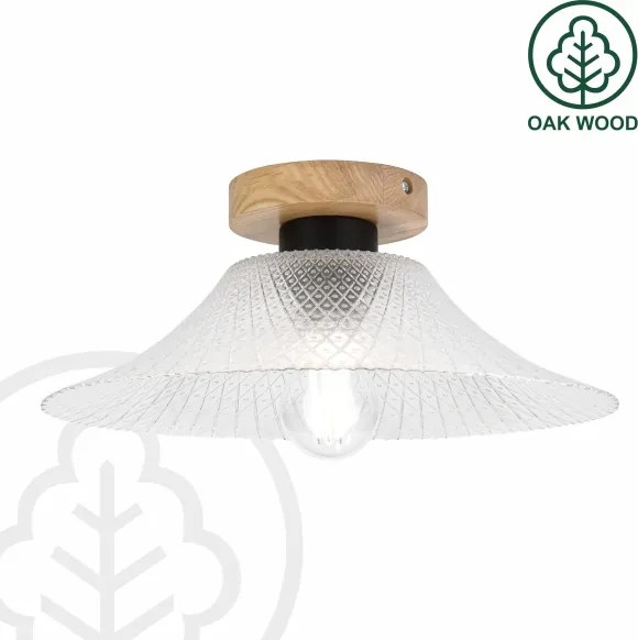 Plafonieră JULL WOOD 1xE27/15W/230V, stejar/transparent, Ø 34 cm