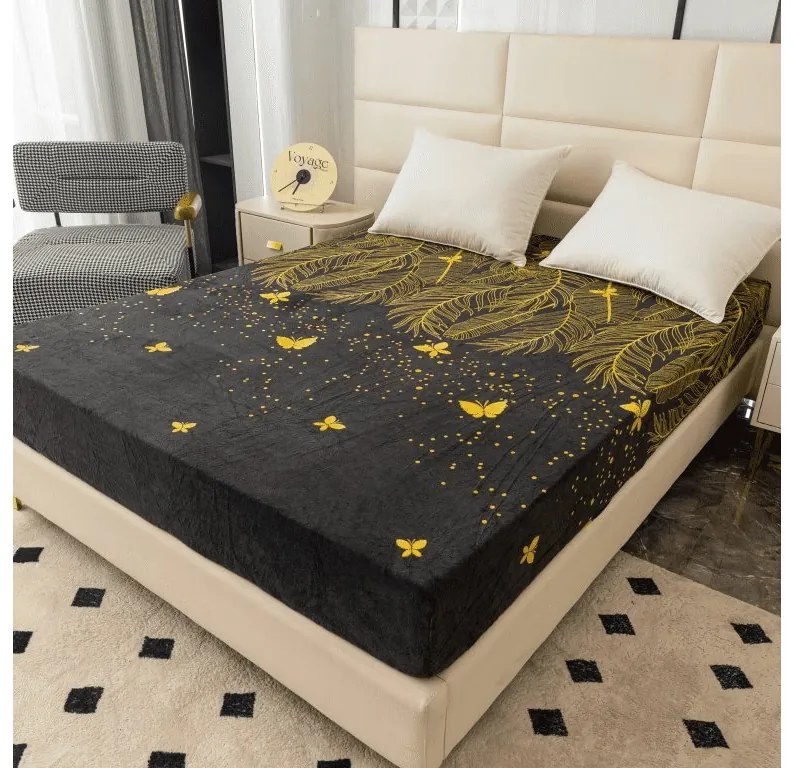 Cearsaf Cocolino microplus cu elastic VISATA 180x200 cm negru