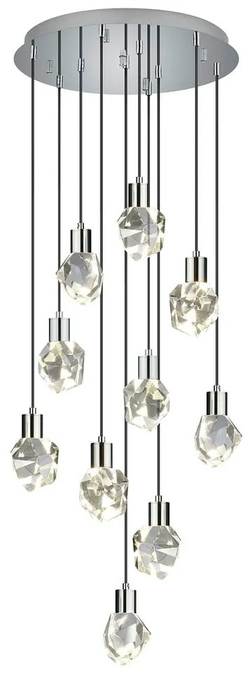 Lustră argintie LED cu abajur din sticlă ø 51,5 cm Verano – Trio Select
