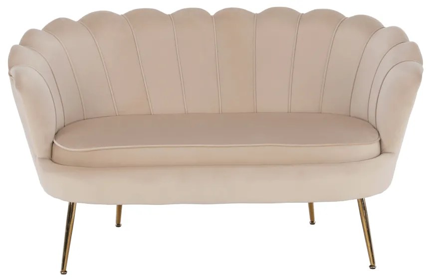 Bancă în stil Art-deco, catifea Velvet bej/crom auriu, NOBLIN
