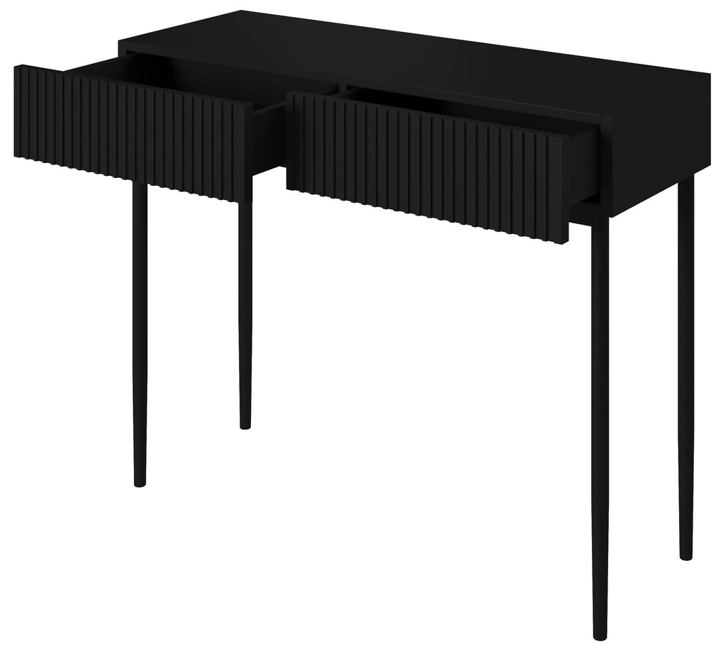 Măsuță de toaletă modernă Nicole 100 cm - negru mat / picioare negre