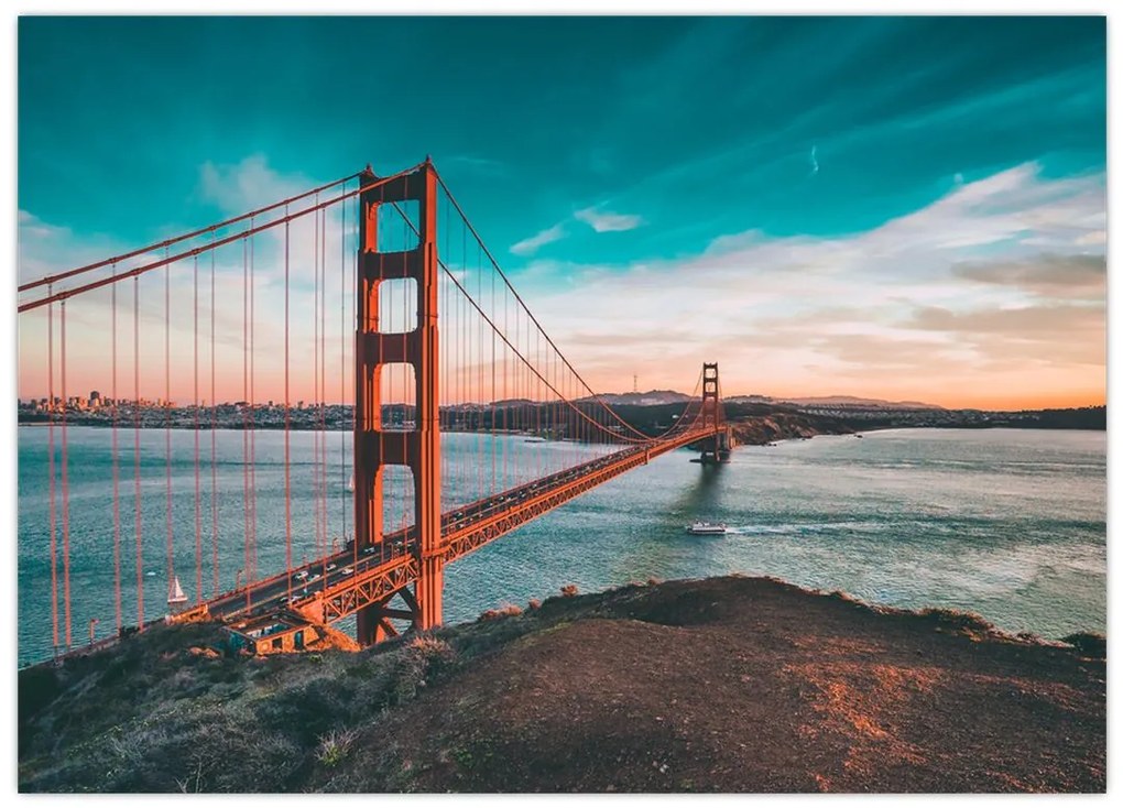 Tablou pe sticlă - Golden Gate, San Francisco (70x50 cm)