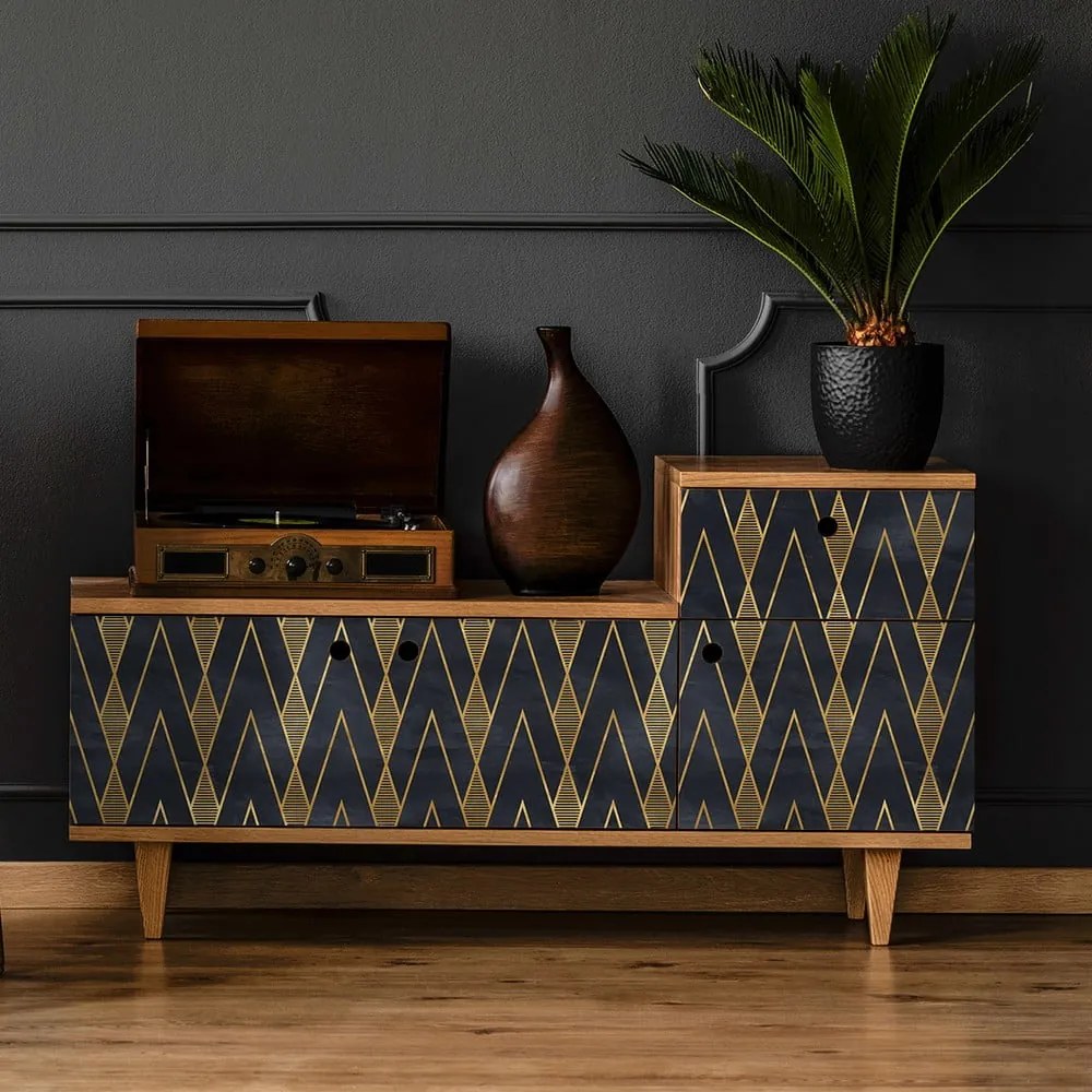 Tapet decorativ pentru mobilier Ambiance Ragnar, negru - auriu