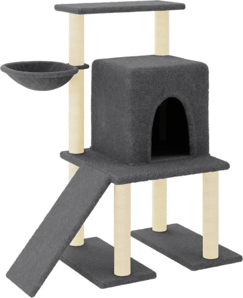 vidaXL Ansamblu de pisici, stâlpi din funie sisal, gri închis, 96,5 cm