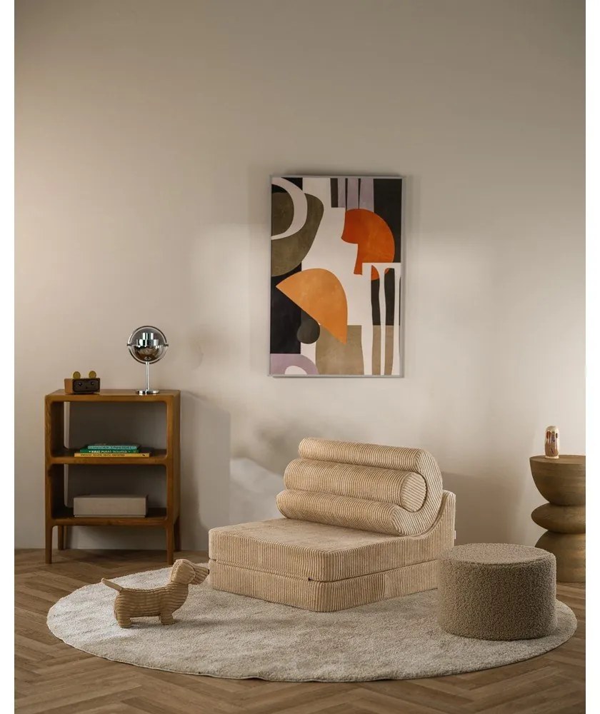 Fotoliu pentru copii maro deschis cu tapițerie din catifea reiată Flipster – Wigiwama