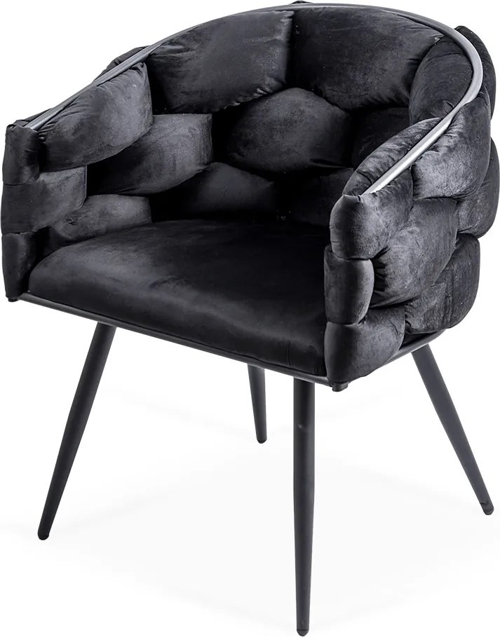 Scaune living moderne din catifea cu picioare metalice BUC 256 negru