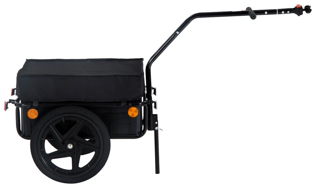 HOMCOM Remorcă Cărucior pentru Bicicletă cu Coș în Oțel, 144x59x80 cm, Negru | Aosom Rmania