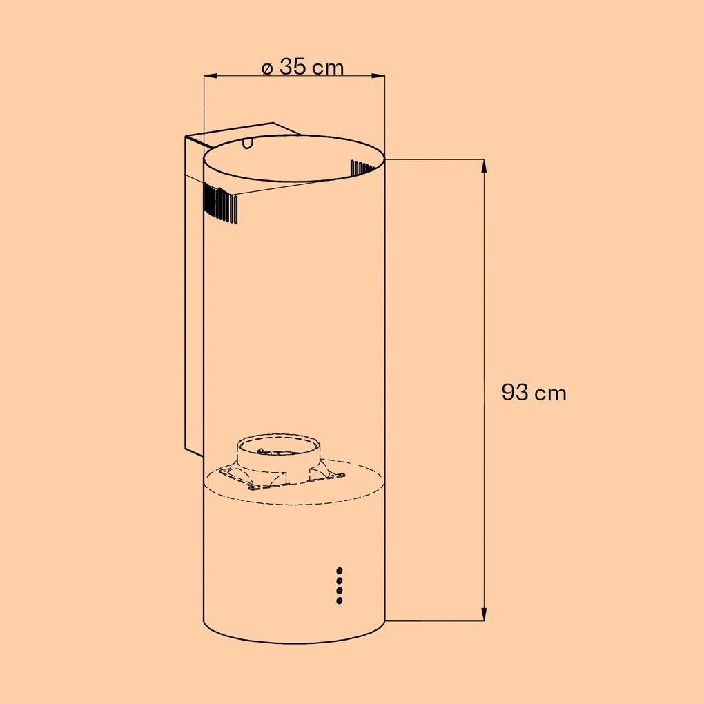 Barella, hotă, 35,5 x 93,5 x 43 cm, recirculare, 557 m³/h, LED, filtru cu carbon activ