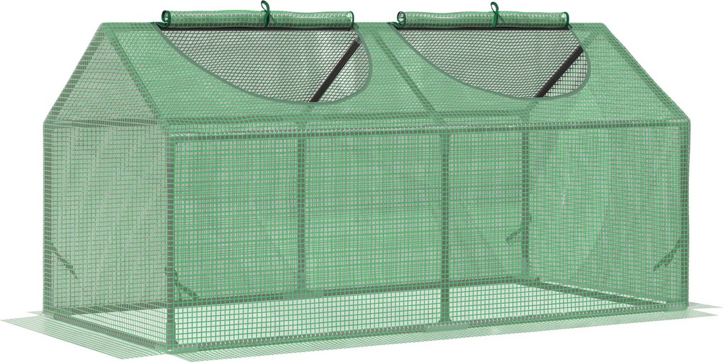 Outsunny Seră de Grădină Tip Cabană cu Acoperiș din PE, Seră pentru Grădină cu Țăruși și Margini Extinse, 120x60x60 cm, Verde | Aosom Romania